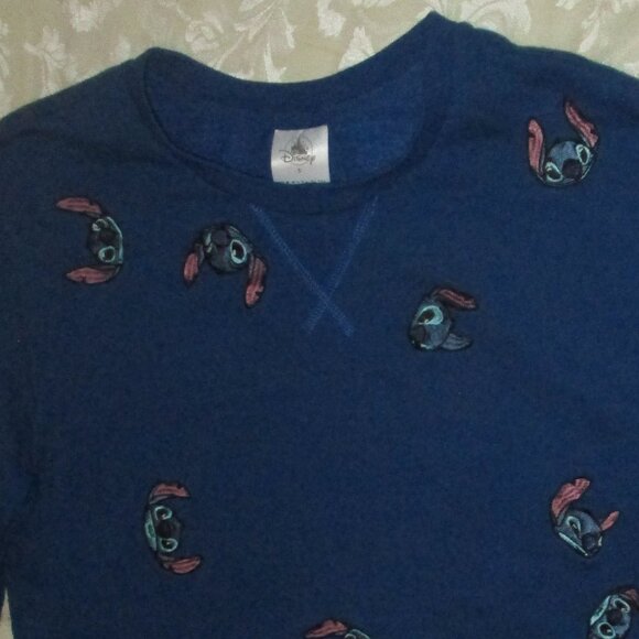 Disney Lilo & Stitch Stitch Graphic Sweatshirt embroidered heads - Picture 2 of 3
